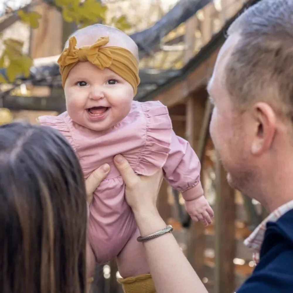 Salmon Long Sleeve Body Suit, 3-6 Months, Ruffles - Picture 6 of 7